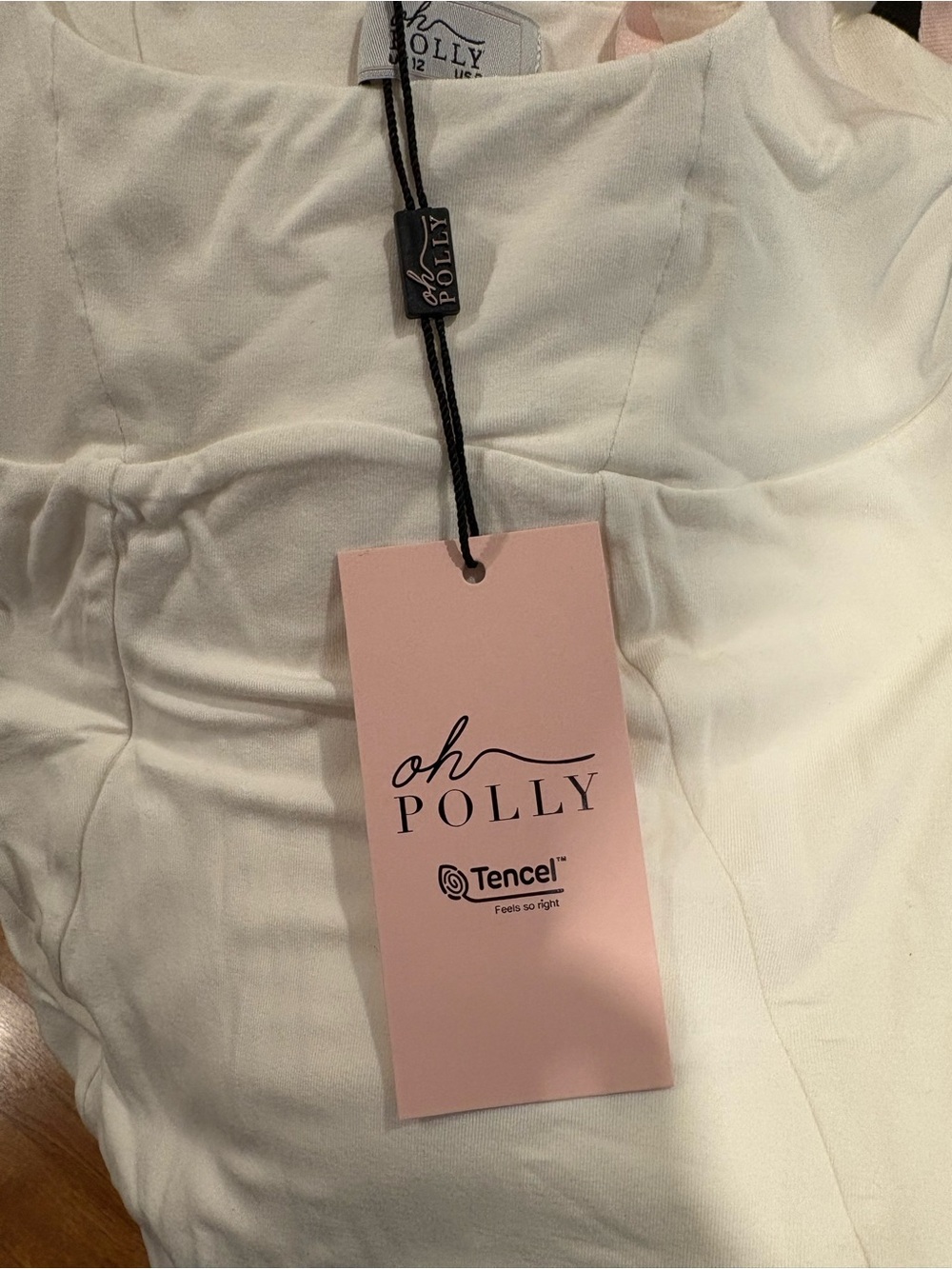NWT Oh Polly Square Neck Bodycon Midi Dress White TENCEL Modal, Size US 8 - Picture 3 of 4